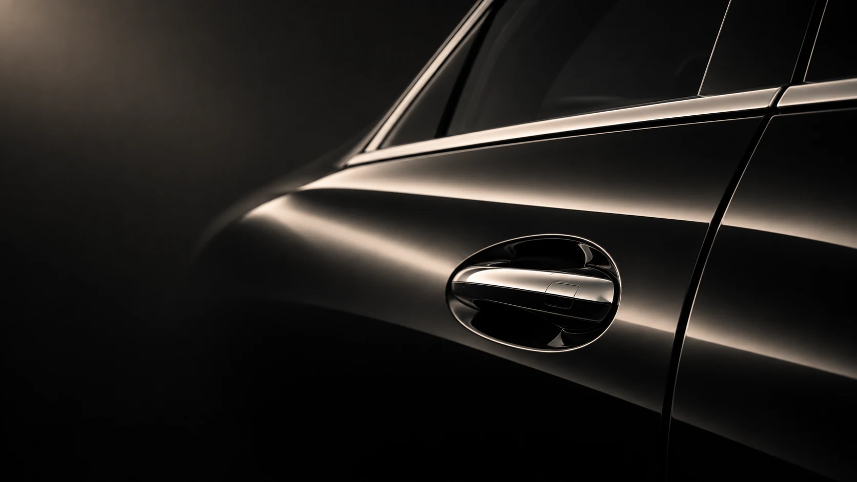 Close-up of a Mercedes-Benz C-Class door handle and glossy black bodywork.